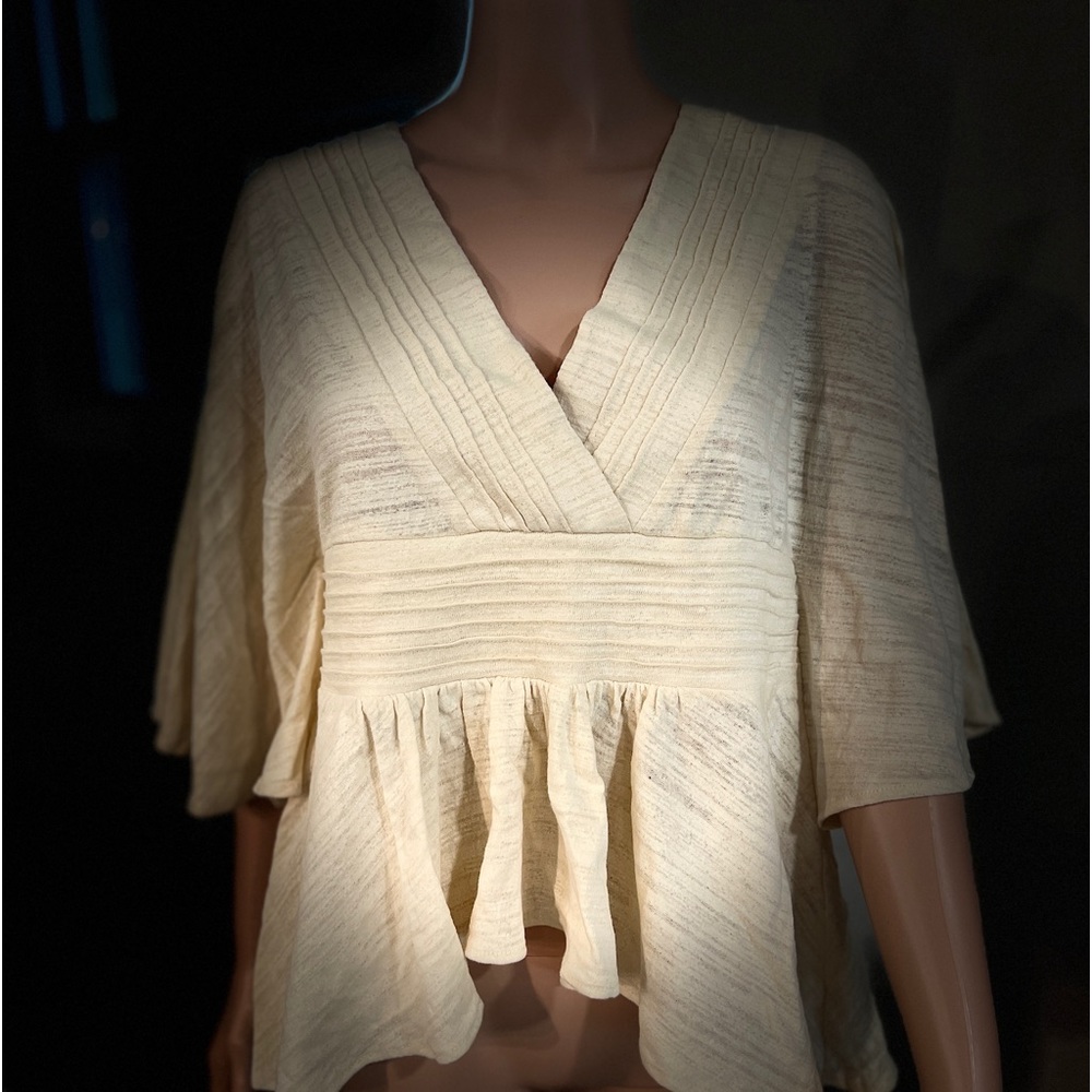 NWT LUCKY BRAND Women's Peasant Top CREAM Size M